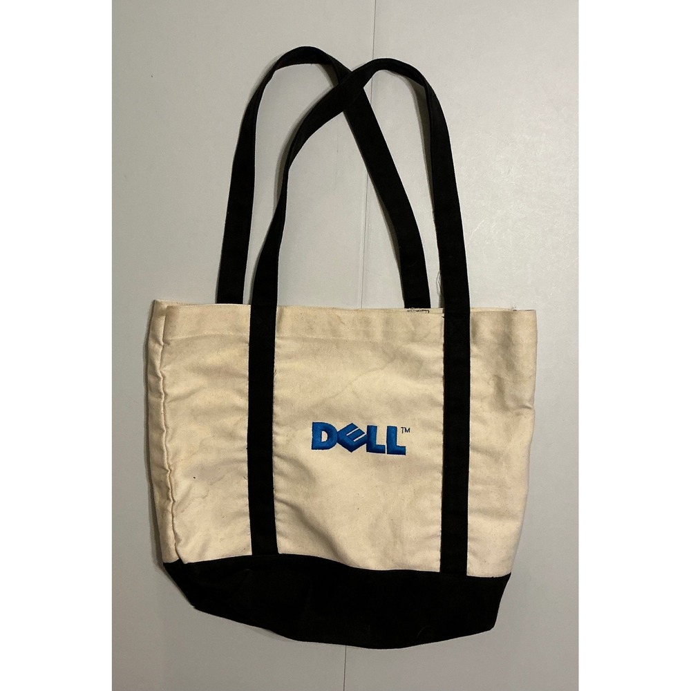 VTG Y2K Dell Computers Tote Bag Unisex OS Canvas Tech Promo‎ NECC 2002 Geek Chic